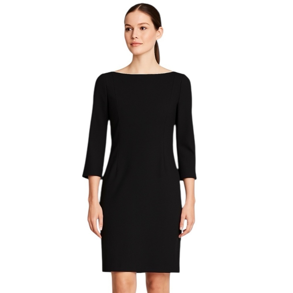 Lafayette 148 New York - Black Wool Blend Sheath Dress Sz S
